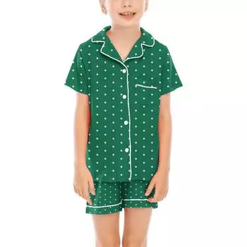 Детские пижамы, модная рубашка из двух предметов, комплект с шортами, мягкий праздничный комплект повседневной одежды 110 армия зеленый