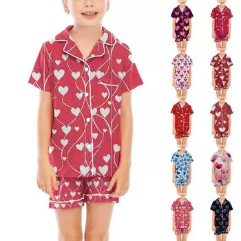 Детские пижамы, модная рубашка из двух предметов, комплект с шортами, мягкий праздничный комплект повседневной одежды 110 чёрный