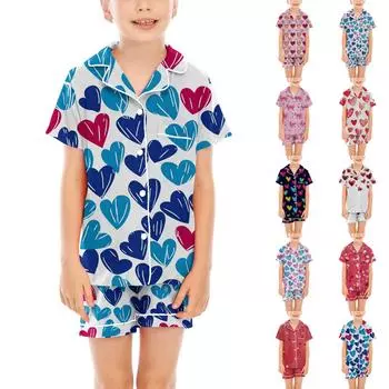 Детские пижамы, модная рубашка из двух предметов, комплект с шортами, мягкий праздничный комплект повседневной одежды 110 чёрный