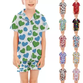 Детские пижамы, модная рубашка из двух предметов, комплект с шортами, мягкий праздничный комплект повседневной одежды 110 чёрный