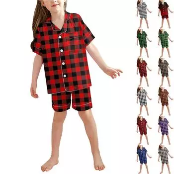 Детские пижамы, модная рубашка из двух предметов, комплект с шортами, мягкий праздничный комплект повседневной одежды 110 чёрный