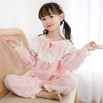 Детские пижамы на весну и осень, тонкая домашняя одежда с кондиционером, костюмы для девочек, большие детские хлопковые костюмы в стиле принцессы 100cm