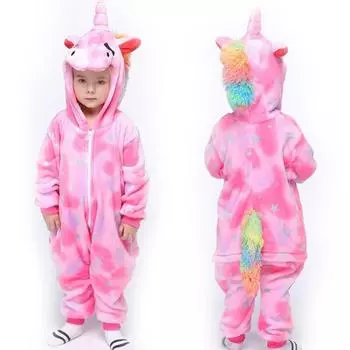 Детские пижамы Pegasus Kigurumi для девочек, новогодний зимний мягкий комбинезон, свободный костюм, милые пижамы с героями мультфильмов, детский комбинезон 4T