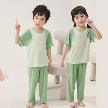 Детские пижамы, семейный домашний костюм, летний повседневный модальный костюм с короткими рукавами для мальчиков и девочек 100cm
