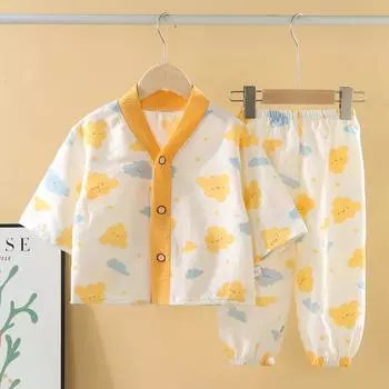 Детские пижамы, услуги по дому, летние детские костюмы, нижнее белье для мальчиков и девочек, кардиганы, тонкая повседневная одежда для больших детей с кондиционером 80