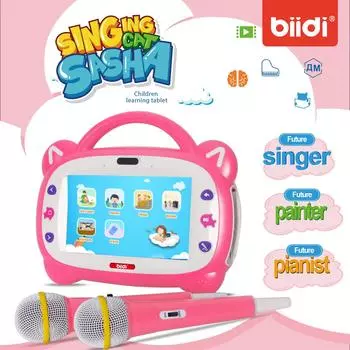 Детские планшеты 7 дюймов, 32 ГБ ПЗУ, Детский развивающий планшет с мультиками и караоке, английский язык синий