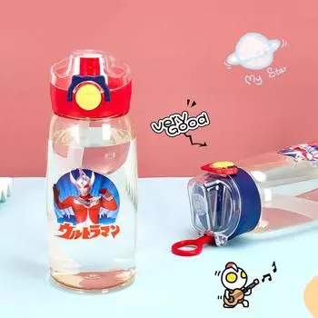 Детские пластиковые стаканчики серии Ultraman, портативные прыгающие чашки с кольцами, летние присоски для детского сада. 700ml красный