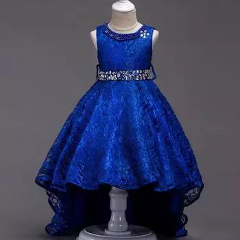 Детские платья для девочек Платья для детских выступлений Танцевальные платья Длинная юбка принцессы с кружевом для девочек 120cm бордовый