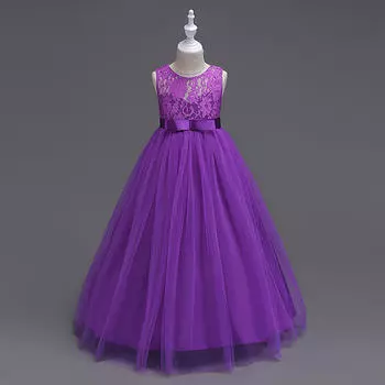 Детские платья Платья принцесс Кружевные свадебные платья Длинные платья с помпонами Платья-жилетки Платья для вечеринок и банкетов 120cm серый