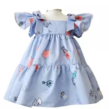Детские платья принцессы с принтом для маленьких девочек 1-2 YEARS
