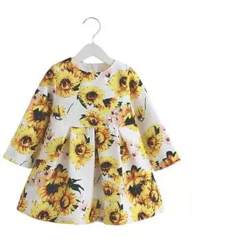 Детские платья принцессы с принтом для маленьких девочек 1-2 YEARS жёлтый