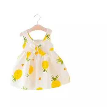 Детские платья принцессы с принтом для маленьких девочек 1-2 YEARS жёлтый