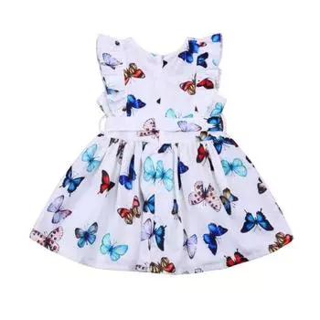 Детские платья принцессы с принтом для маленьких девочек 1-2 YEARS