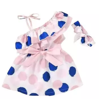 Детские платья принцессы с принтом для маленьких девочек 1-2 YEARS розовый