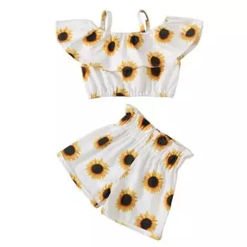 Детские платья принцессы с принтом для маленьких девочек 1-2 YEARS жёлтый