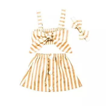 Детские платья принцессы с принтом для маленьких девочек 1-2 YEARS жёлтый