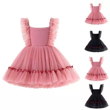 Детские платья, стильные платья принцесс, юбки с пайетками, костюмы для выступлений для детей среднего и старшего возрастаЮбки для девочек 100 чёрный