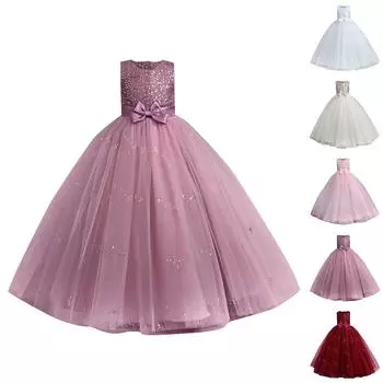 Детские платья, стильные платья принцесс, юбки с пайетками, костюмы для выступлений для детей среднего и старшего возрастаЮбки для девочек 110