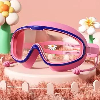 Детские плавательные очки с большой оправой, линзой HD и защитой от запотевания, водонепроницаемые детские плавательные очки для мальчиков и девочек
