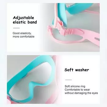 Детские плавательные очки с большой оправой и берушами, детские противотуманные плавательные очки для мальчиков и девочек, очки для бассейна и пляжа, плавательные очки