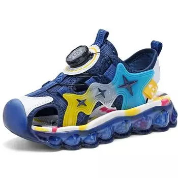 Детские пляжные сандалии с вращающимися кнопками, закрытым носком, препятствующим столкновениям, пляжные спортивные сандалии для девочек, сандалии для мальчиков 27 розовый