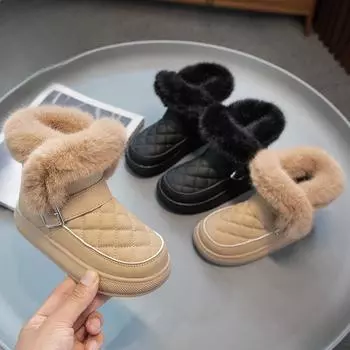 Детские плюшевые сезонные новые хлопковые сапоги для девочек 26 хаки