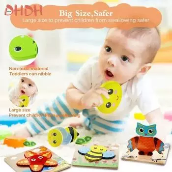 Детские подарки для малышей Деревянные пазлы Мультяшные игрушки с животными Раннее обучение Когнитивный интеллект Монтессори Красочные пазлы