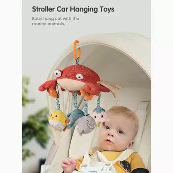 Детские подвесные игрушки tumama Crib Мобильная подвесная игрушка с зеркалом для времени на животике, плюшевое животное разноцветный