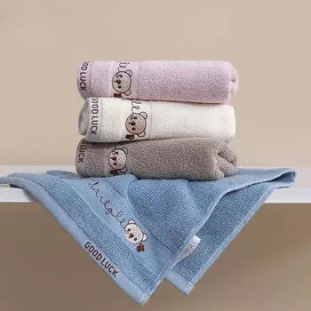 Детские полотенца, хлопковое банное полотенце, мочалка для лица, милый мультяшный медведь, протирание рук, мягкие детские полотенца, носовой платок для купания новорожденных 25X50cm синий