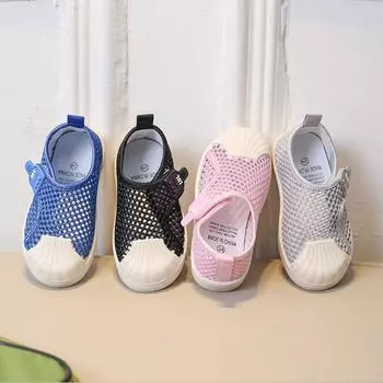 Детские полусандалии для мальчиков и девочек, повседневные кроссовки с сетчатыми вырезами, дышащие детские летние пляжные туфли, сандалии 24 серый