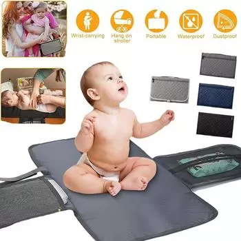 Детские портативные складные водонепроницаемые подгузники для путешествий, компактный коврик для пеленания, сумка для мамы темно-серого