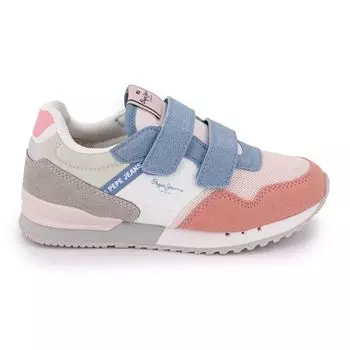 Детские потертые розовые кроссовки London Basic PEPE JEANS