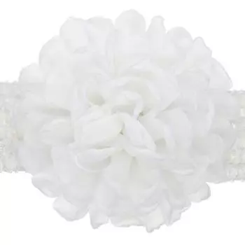 Детские повязки для девочек с шифоновым цветком, повязка на голову, нарядная повязка на голову белый