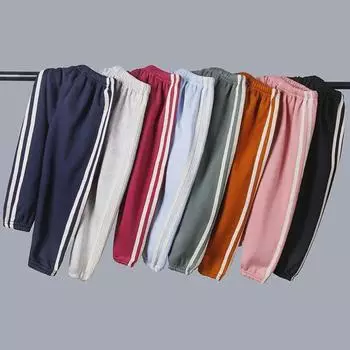 Детские повседневные брюки с бархатной подкладкой - однотонные, утолщенные спортивные брюки для мальчиков и девочек, одежда на осень/зиму 110 cm