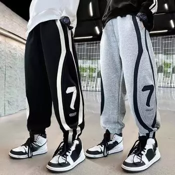 Детские повседневные брюки «Сотня», свободные прямые брюки на завязках, спортивные штаны для мальчиков 120 чёрный