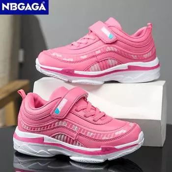 Детские повседневные кроссовки для девочек, всесезонные кожаные спортивные кроссовки, нескользящие детские школьные туфли на плоской подошве, кроссовки для тенниса и отдыха на открытом воздухе 26