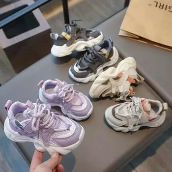 Детские повседневные кроссовки Обувь для девочек с мягкой подошвой Кроссовки для бега Обувь для мальчиков 21 чёрный