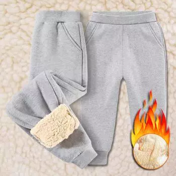 Детские повседневные штаны с подкладкой, зимние теплые штаны с подкладкой для мальчиков 90cm