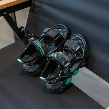 Детские повседневные спортивные сандалии, детская летняя обувь, модные пляжные сандалии для больших мальчиков, нескользящие, классические, размер 26-37 26 синий