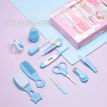 Детские принадлежности для ухода за детьми, набор из двенадцати предметов, детские щипчики для ногтей, ушной совок, термометр, бережный уход за маленькими детьми. Дома всегда есть предметы первой необходимости.