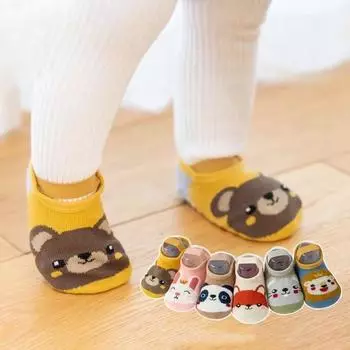Детские противоскользящие носки для мальчиков и девочек, детские носки с рисунком животных из мультфильмов, милые носки для малышей, носки-тапочки, сетчатые носки S розовый