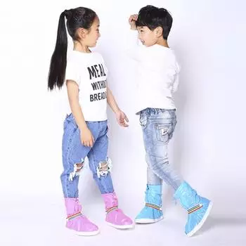 Детские противоскользящие водонепроницаемые бахилы, регулируемые пескозащитные и непромокаемые бахилы для играющих детей XXL/36-37 розовый