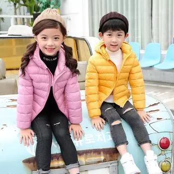 Детские пуховики для девочек Детская одежда Теплые пуховики для мальчиков Верхняя одежда для девочек ясельного возраста Одежда 170cm чёрный
