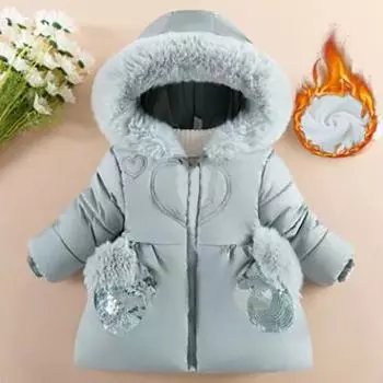 Детские пуховики для девочек, детские зимние утепленные пуховики, хлопковая одежда с капюшоном, детские парки с меховым воротником 110cm красный