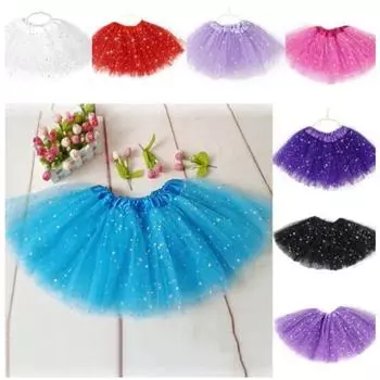 Детские пышные юбки с блестками, вспышками и звездами, танцевальные юбки, детские платья принцессы One Size чёрный
