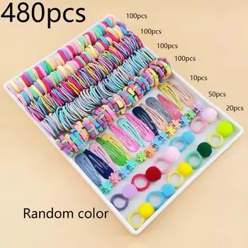 Детские разнообразные резинки для волос Скранчи Резинка для волос Аксессуары для волос для девочки Набор Бесшовные резинки для хвостика Разнообразные заколки для волос краевые зажимы