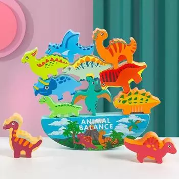 Детские развивающие балансирующие игрушки, деревянные штабелируемые животные, динозавры, строительные блоки, игрушки, интерактивная настольная игра для родителей и детей Dinosaur