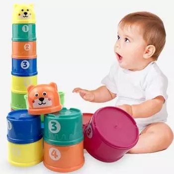 Детские развивающие игрушки, игрушки для купания, подарок для ребенка, пляжные игрушки, наборная чашка в форме медведя, 9 чашек, аксессуары с цифровыми буквами