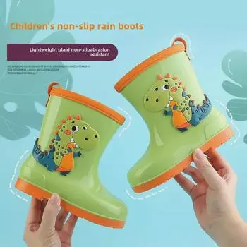 Детские резиновые нескользящие водонепроницаемые сапоги с рисунком для мальчиков и девочек 170
