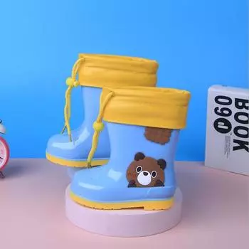 Детские резиновые сапоги для девочек, водонепроницаемые, для мальчиков, нескользящие, резиновые сапоги, теплые, детские, резиновые сапоги, все сезоны, съемные 15-Insole 15cm